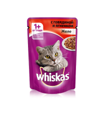 Whiskas для кошек желе с говядиной и ягненком 85 гр.